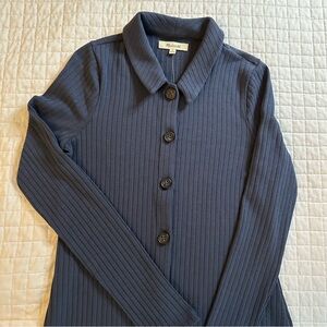 Madewell Blue Ribbed Button-Up dress/cardigan